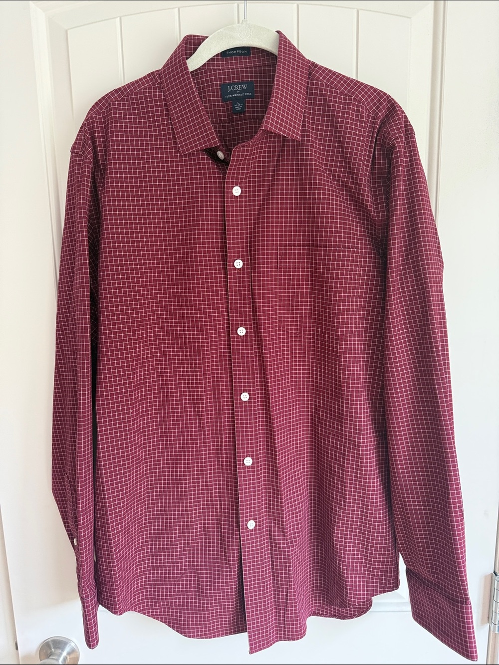 J. Crew Men's Burgundy Windowpane Dress Shirt